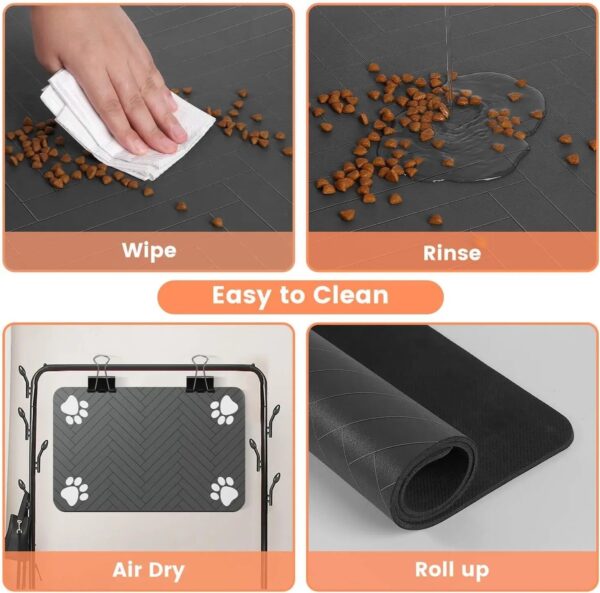 Pet Feeding Mat-Absorbent Pet Placemat for Food and Water Bowl - Image 5