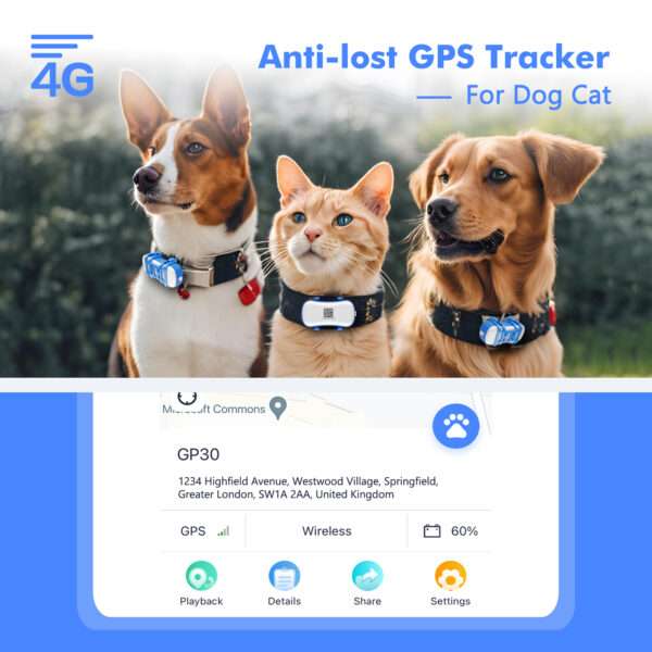 ‌4G Dog Cat GPS Tracker for Pets,Waterproof Smart Locator with App - Image 2