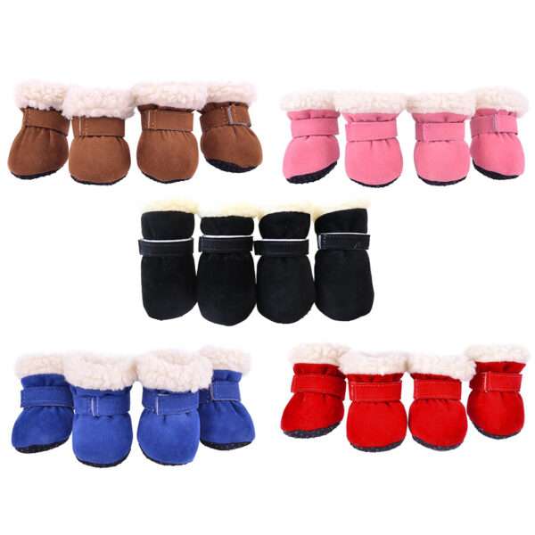 4Pcs Pet Dog Snow Boots Autumn Winter Warm Plush Dog - Image 2