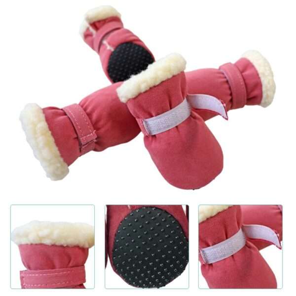 4Pcs Pet Dog Snow Boots Autumn Winter Warm Plush Dog - Image 5